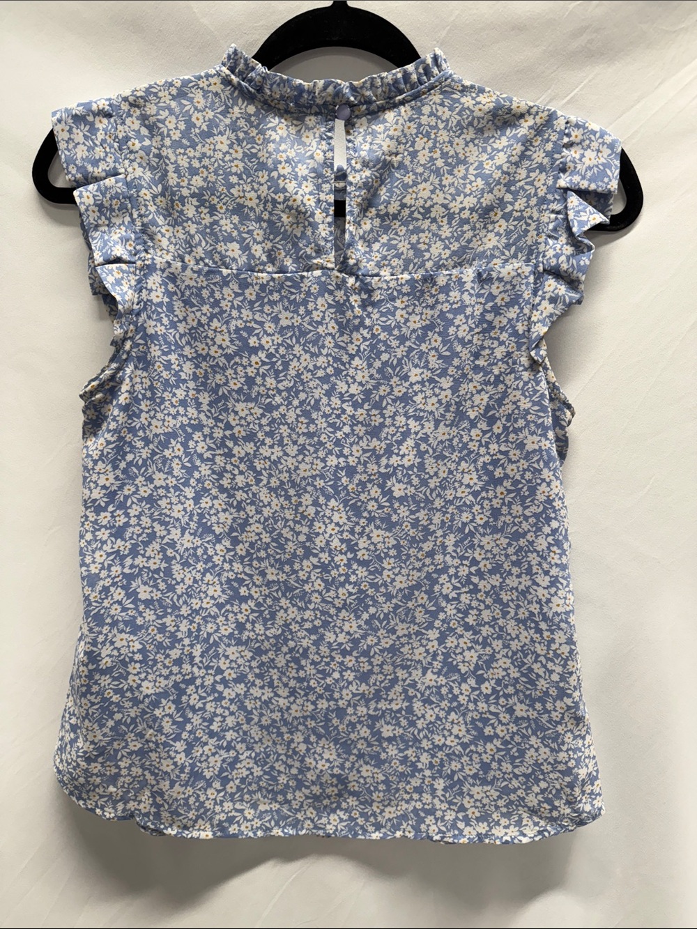 Light Blue Floral Ruffle Sleeve Top - Picture 5 of 13